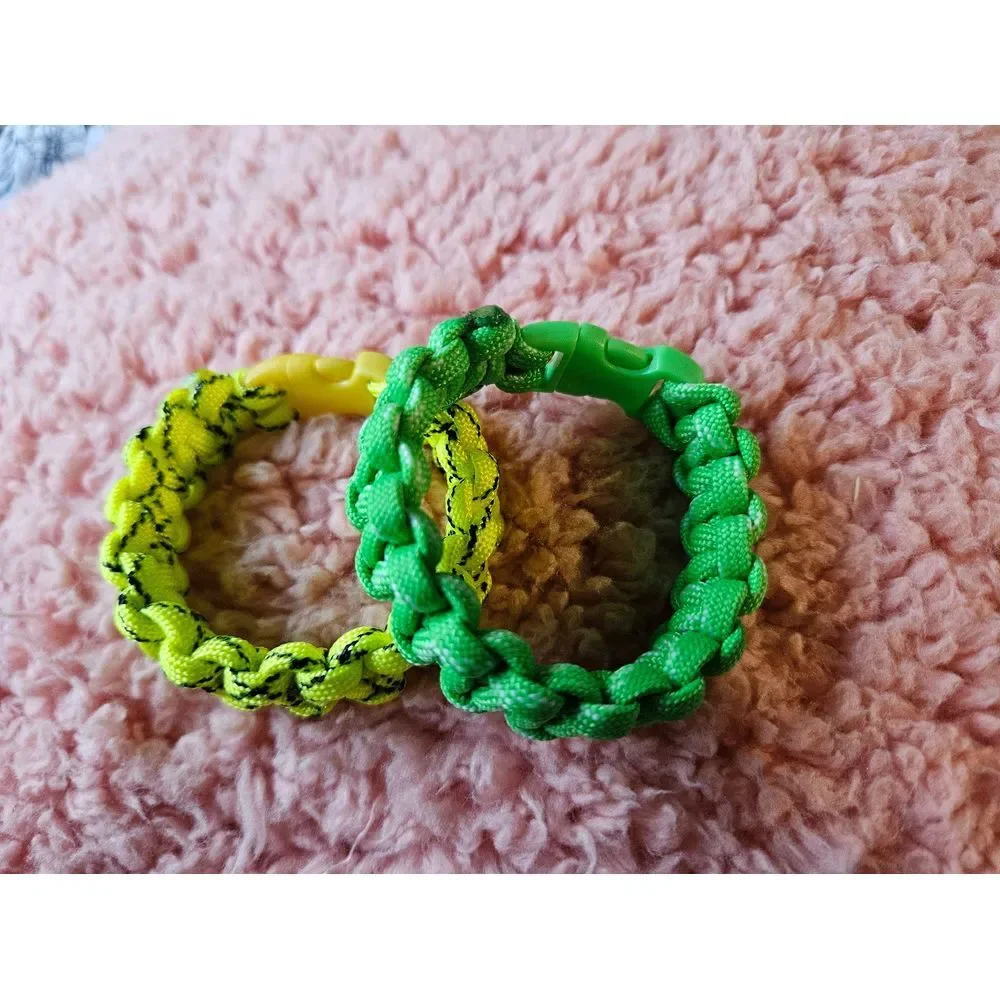 Handmade paracord bracelet bundle‎ green & yellow